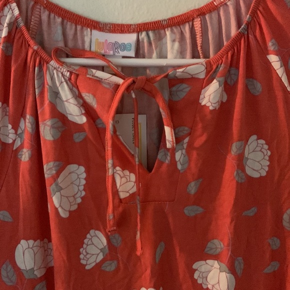 XXS Coral & White LuLaRoe Debra Peasant Top - NWT - Picture 4 of 7